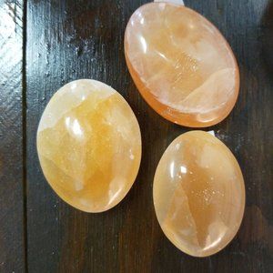 Orange Selenite Palm Happy Stone Gemstone Crystal Grounding Specimen Hand Carved